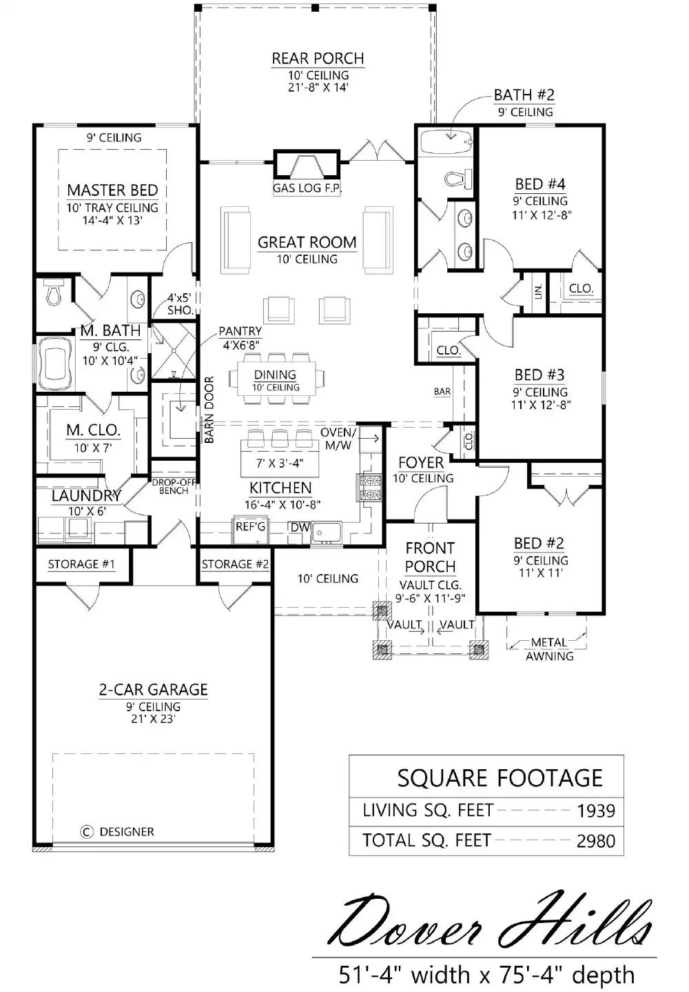 Dover Hills Modern Farmhouse Style House Plan 10107 Split Bedroom