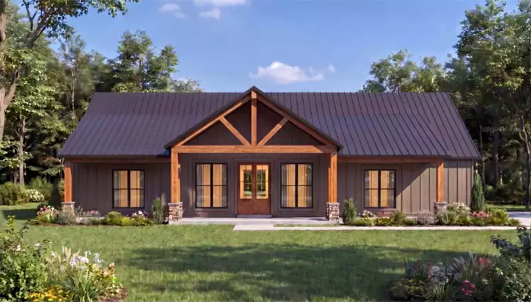 image of single story farmhouse plan 12821