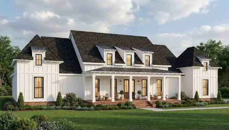 image of single story modern farmhouse plan 4416