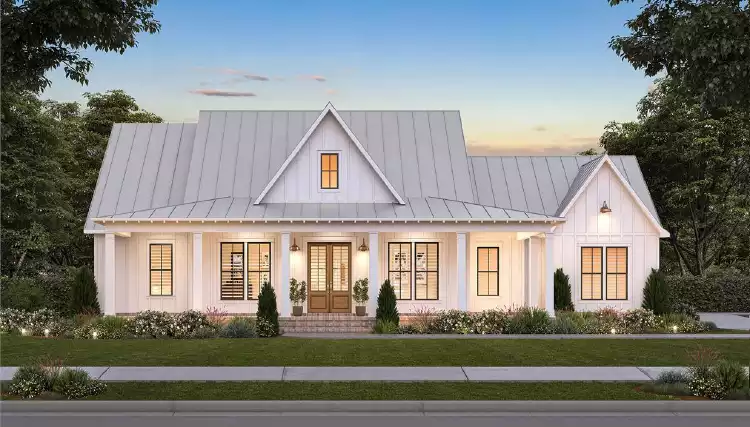 image of single story farmhouse plans with porch plan 5016
