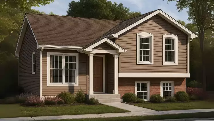 image of bi-level house plan 1550