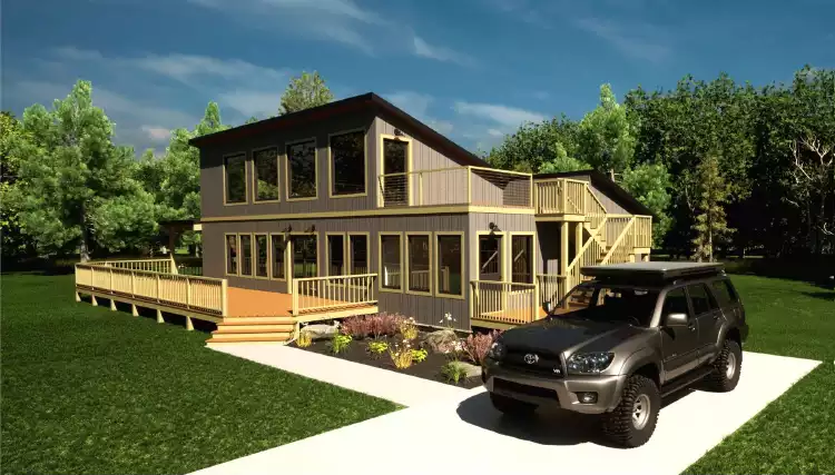 image of mid century modern house plan 11749