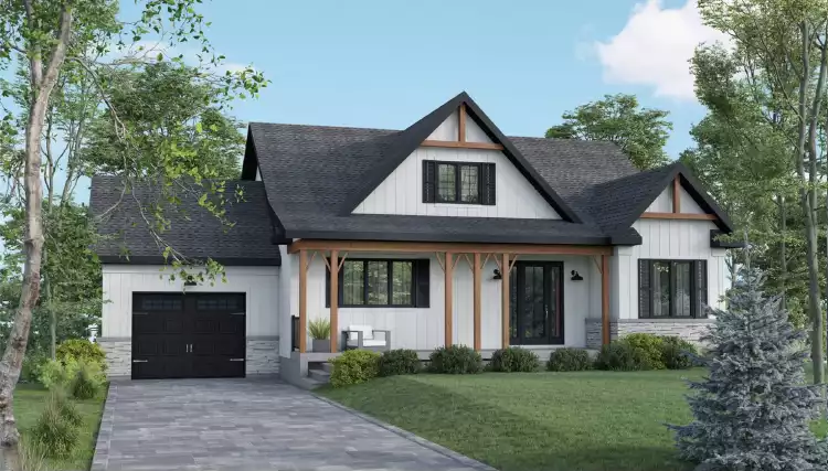 image of small modern farmhouse plan 10464