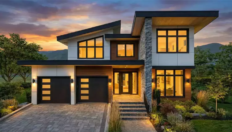 image of large contemporary house plan 12465