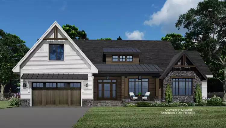 image of single story modern farmhouse plan 10457