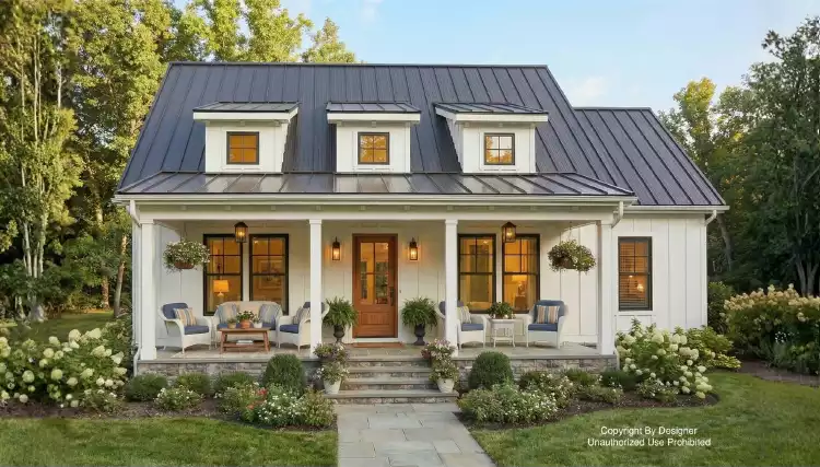 image of single story modern farmhouse plan 11354