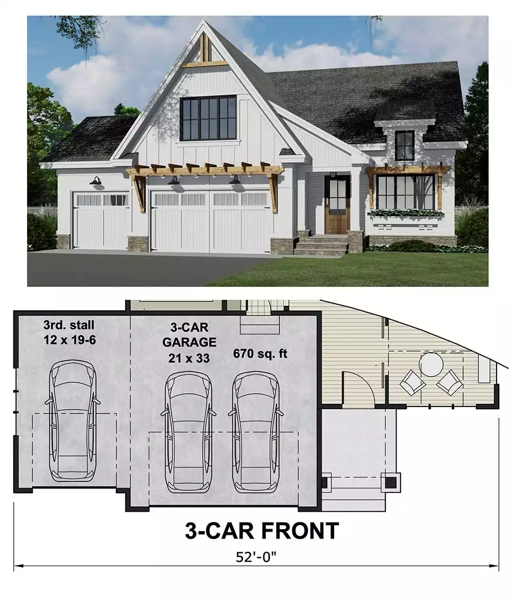 View of 3-Car Front Entry Garage