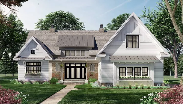 image of single story farmhouse plans with porch plan 8775