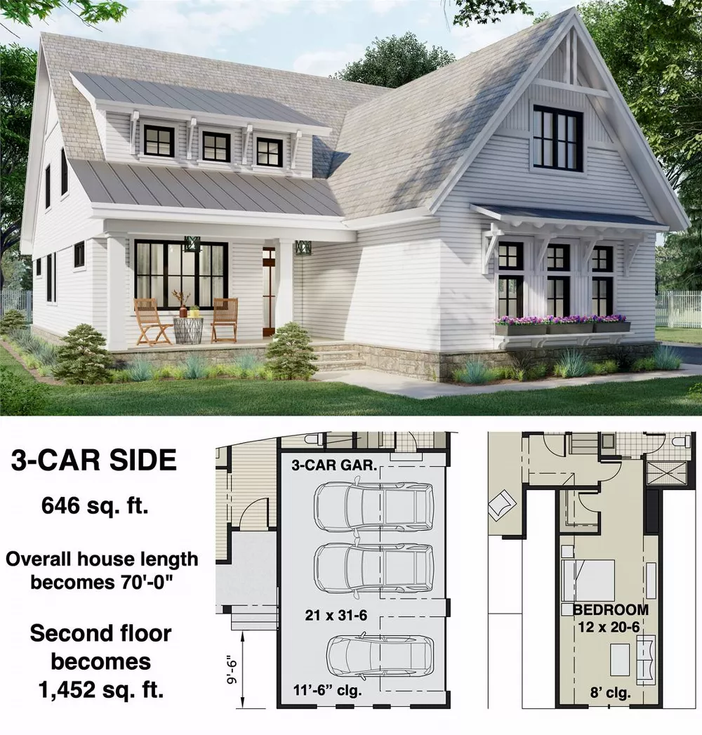 Charming Cottage Farmhouse Style House Plan 8812: The Emerald - 8812, image size:1000x1047