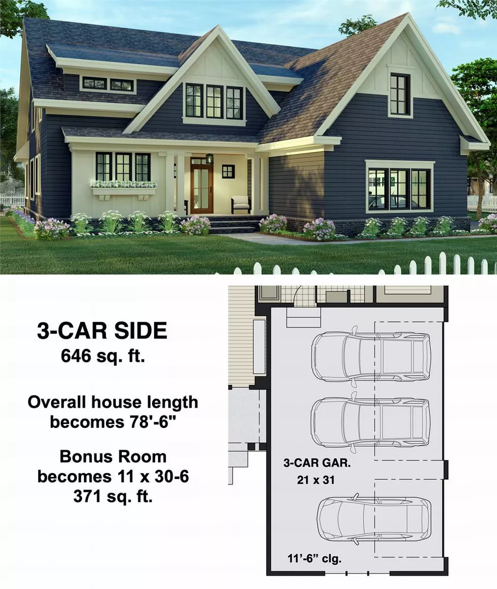 Two Story Craftsman Style House Plan 8833: Cedar Bluff - 8833, image size:1000x1185