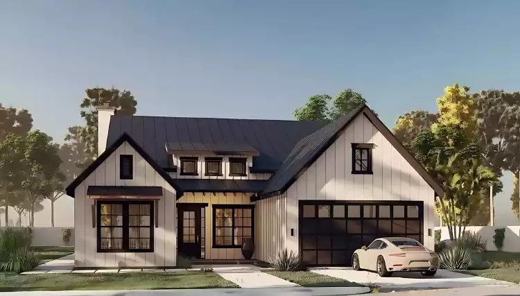 image of single story modern farmhouse plan 10405