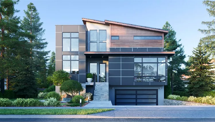 image of 2 story contemporary house plan 8592