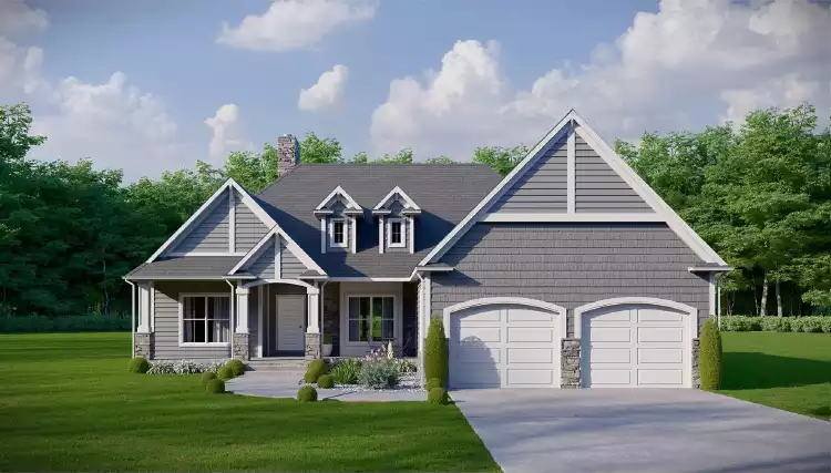 image of single story colonial house plan 11423