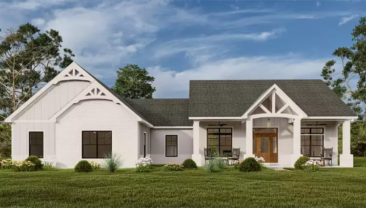 image of single story modern farmhouse plan 6965