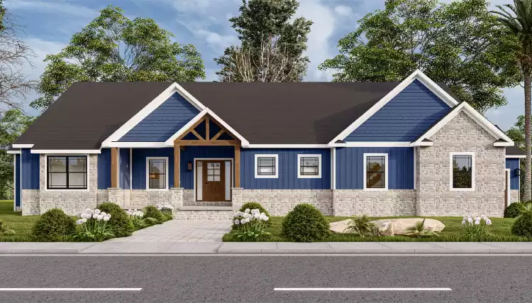 image of single story traditional house plan 7174