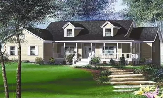 image of single story country house plan 4377