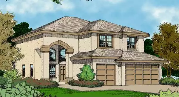 image of 2 story mediterranean house plan 3975