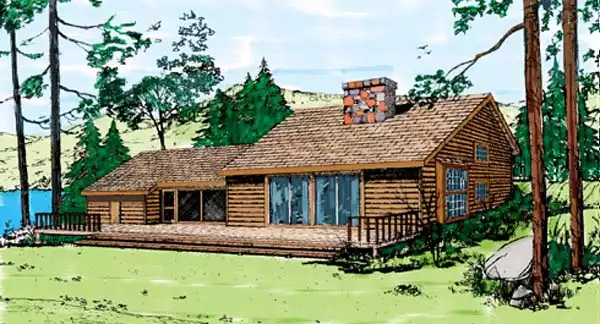 image of small log home plan 3770