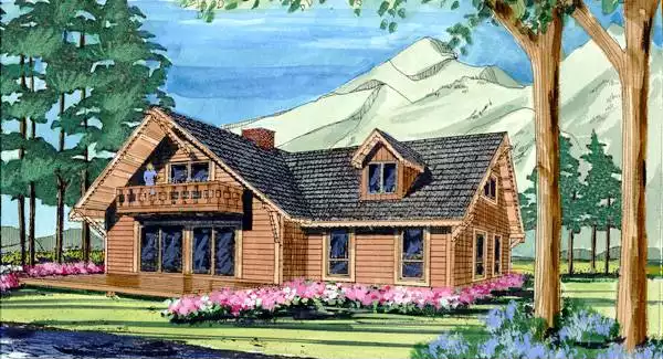 image of small log home plan 3772