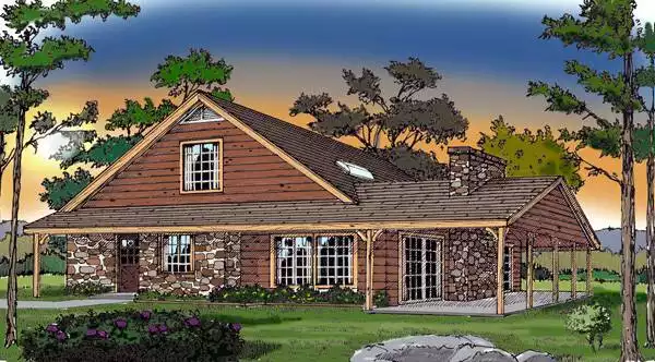 image of small log home plan 3768