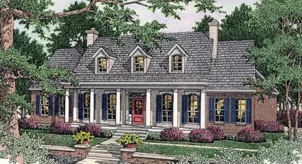 image of single story farmhouse plan 4581
