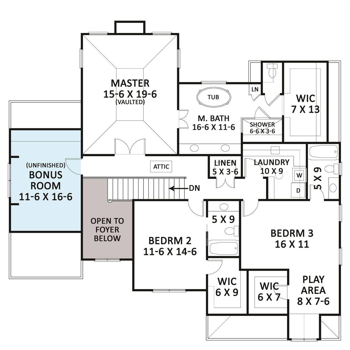 2nd Floor Plan Featuring Vaulted Primary Bedroom Ceiling