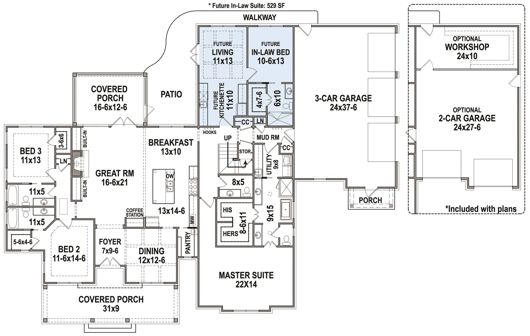 Updated Farmhouse Style House  Plan  7382 Pinecone Trail