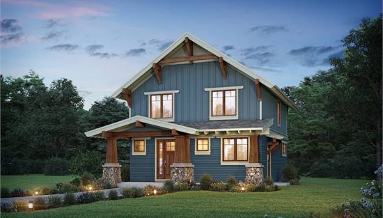 Two Story Craftsman Cottage Featuring Covered Front Porch