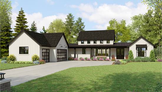 Modern Farmhouse with 3-Car Courtyard Entry