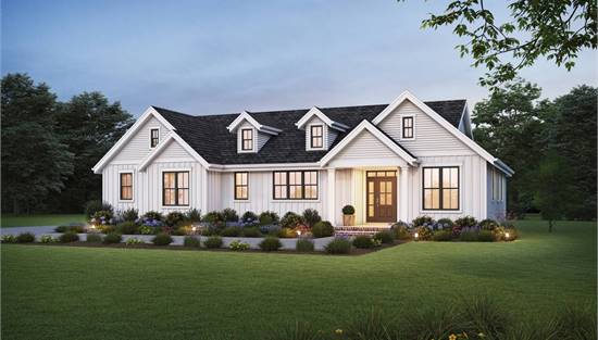 Country Ranch Farmhouse with 2-Car Side Entry Garage