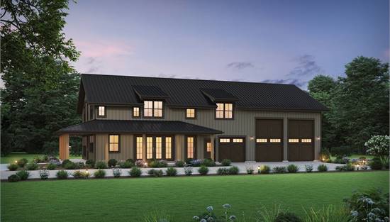 Barndominium with 7 Garages and Wraparound Porch
