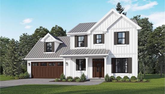 Stunning Front View Featuring Columns and High Roof Peak