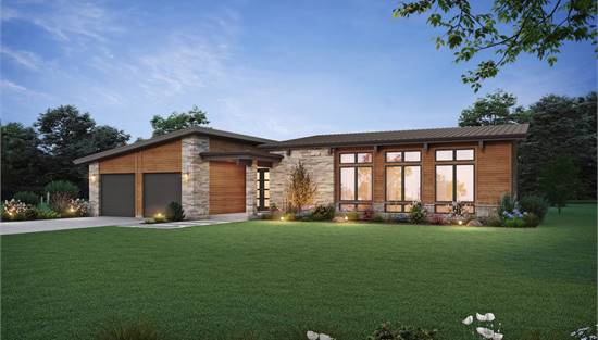 Contemporary Ranch with Large Front Windows