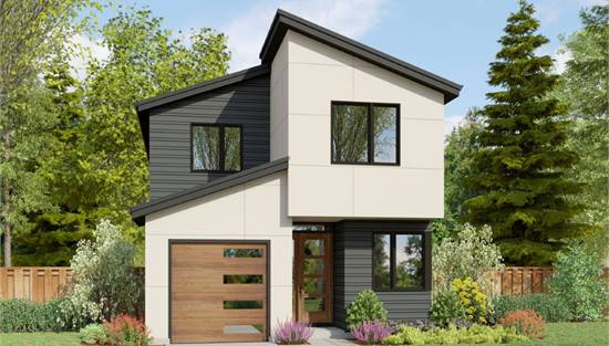 Narrow Lot Contemporary with 1-Car Garage