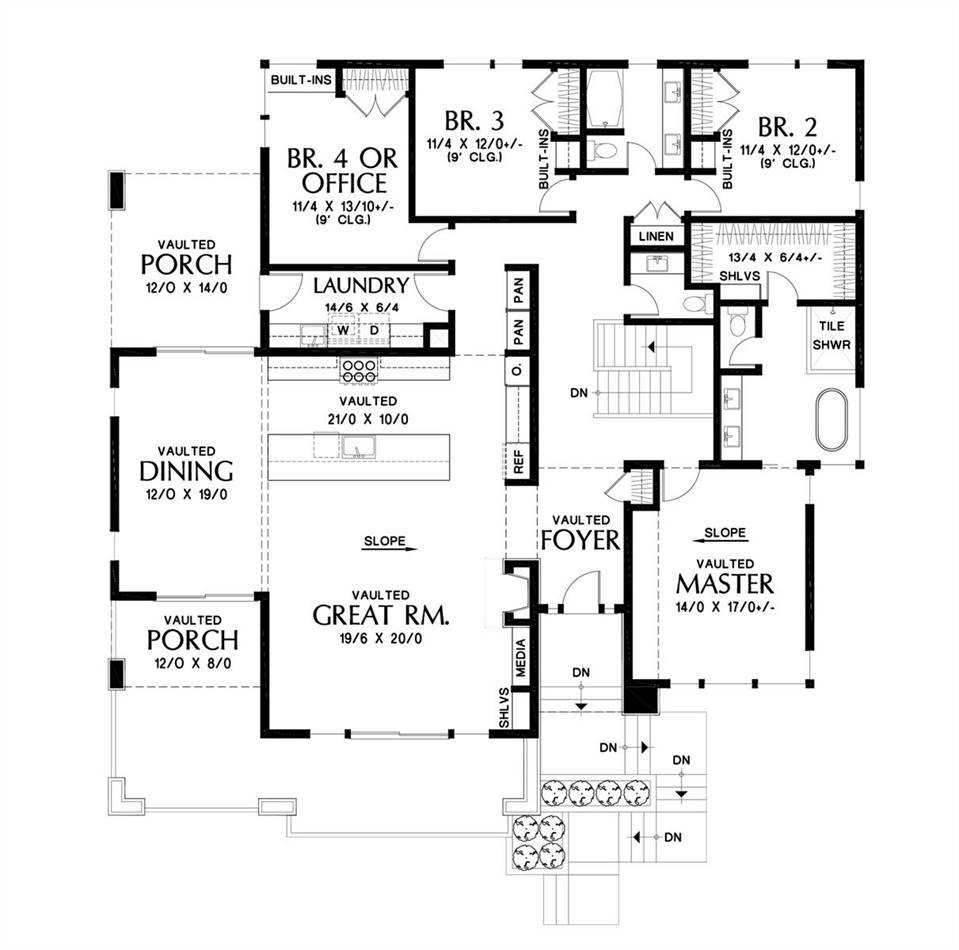 4 Bedroom Contemporary Drive Under Style House Plan 4742