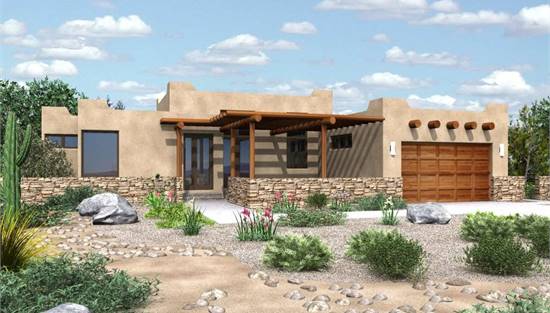 Southwestern style architectural drawings traditional adobe home with courtyard