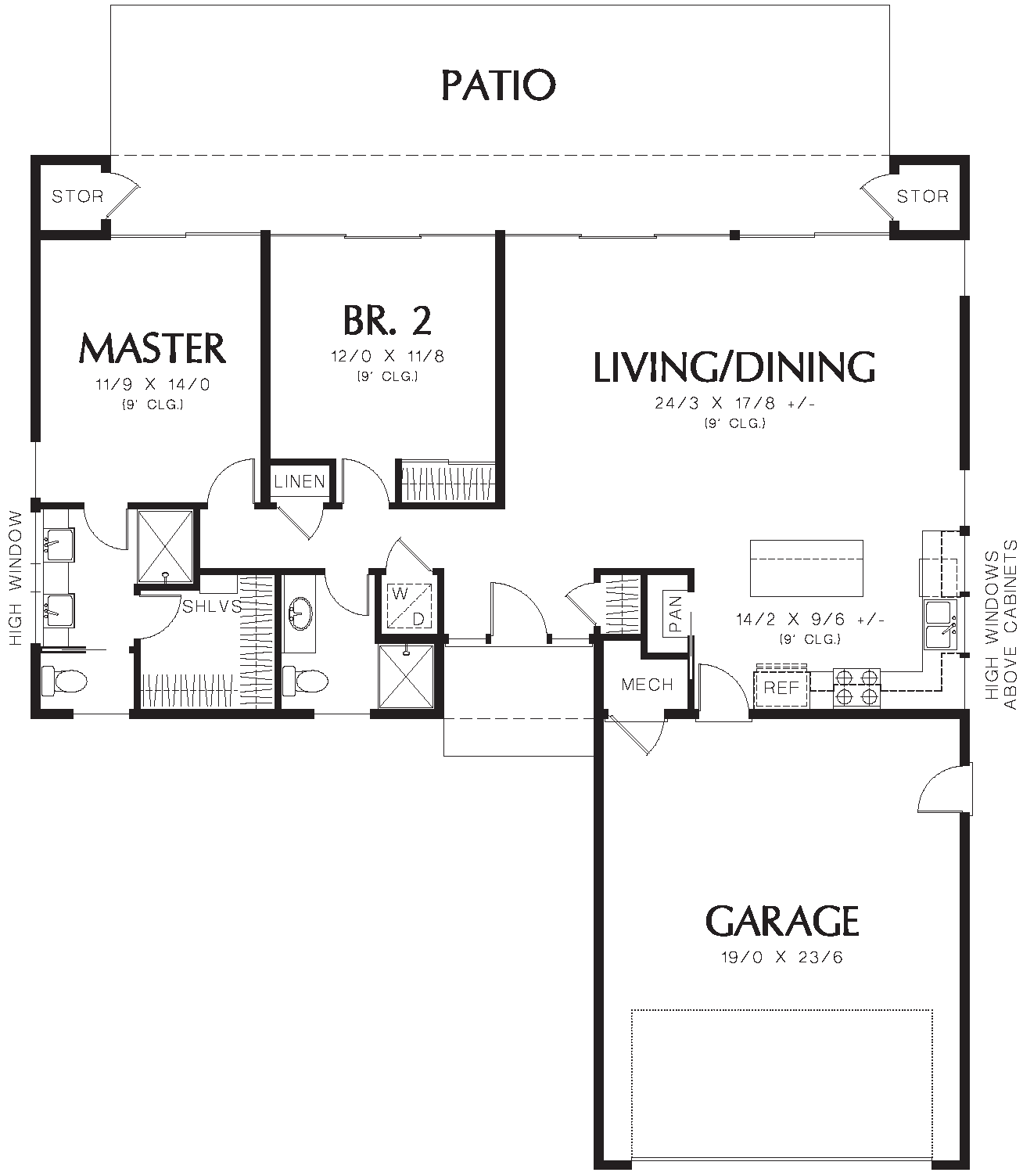  Small  modern L  shaped  2 bedroom ranch house  plan 