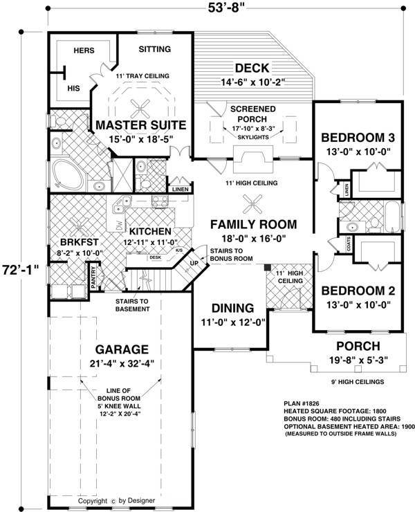 One Bedroom House Plan With Basement