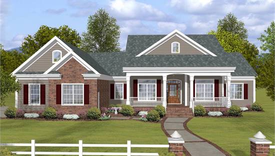Country Style Craftsman Home with Covered Entry Porch