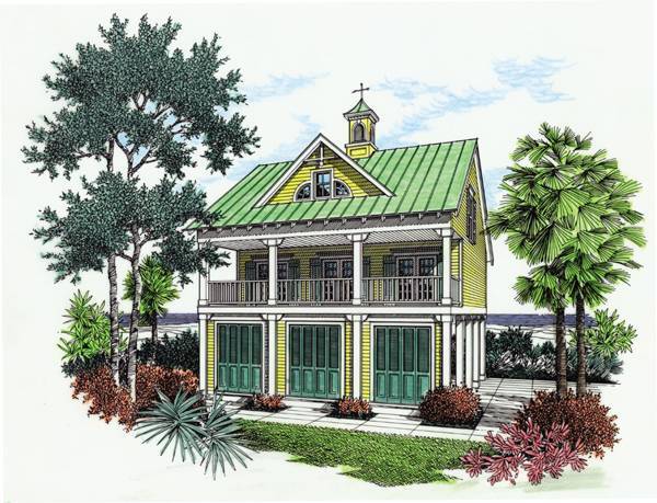 This adorable two-story cottage house plan is perfect for any waterfront property.