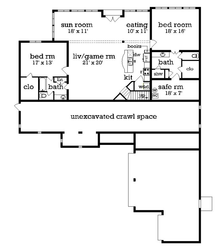  One  story  home  plan  with sunroom 