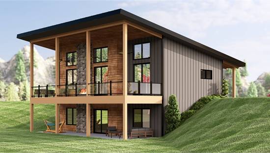 Modern Sloping Lot Mountain Home