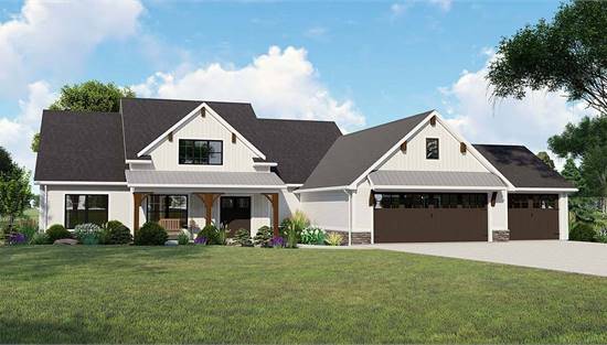 3-Car Garage Modern Farmhouse with Safe Room