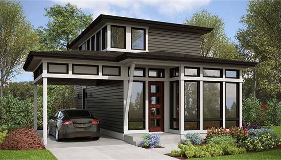 image of small modern house plan 1310