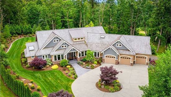 Magnificent Aerial View of Luxury Craftsman Home