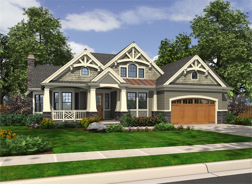 Adorable One  Story  Craftsman  Style House  Plan  7532