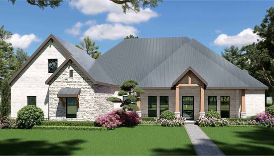 French Country Style with Covered Front Porch