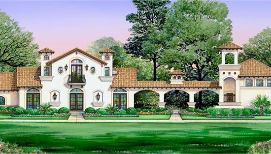 Two Story Spanish Style House Plan With
