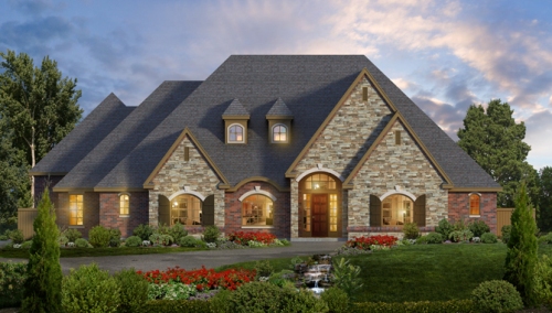  One  story  luxury home  plan  with bonus room 