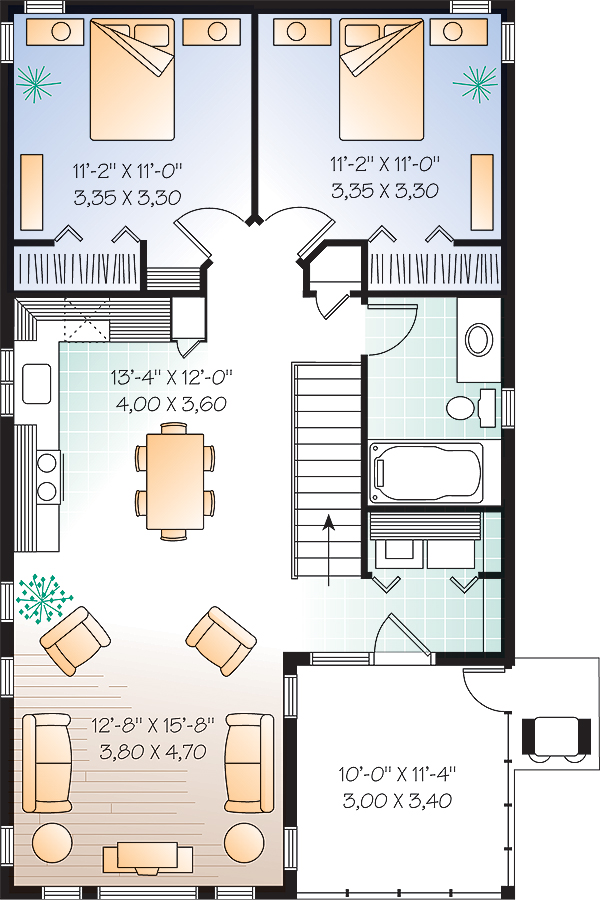 Efficient garage with guest house above